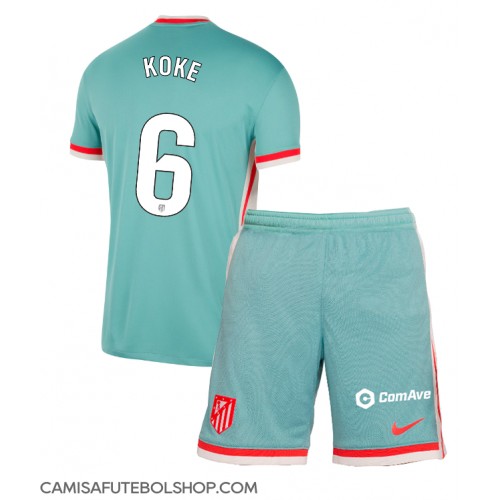 Camisa de time de futebol Atletico Madrid Koke #6 Replicas 2º Equipamento Infantil 2024-25 Manga Curta (+ Calças curtas)